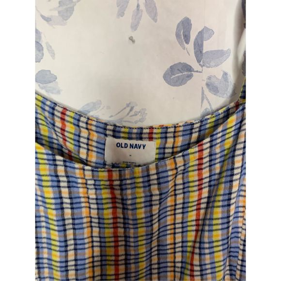 Old Navy Plaid Tie Shoulder Top Size M - Picture 4 of 6